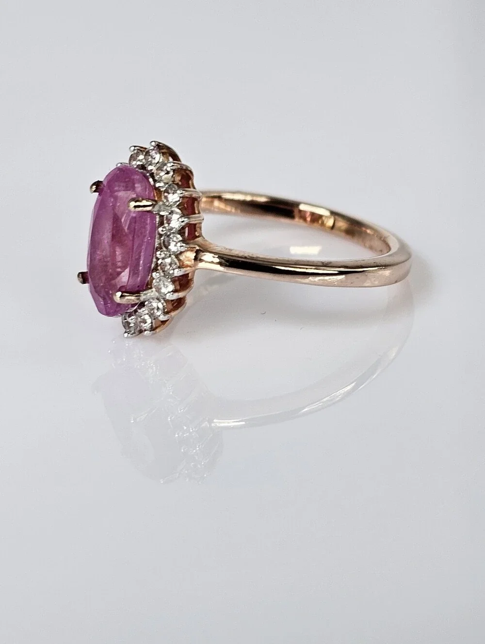 Genuine Pink Sapphire 💗 Ring Rose Gold/ Sterling Silver Size 6!